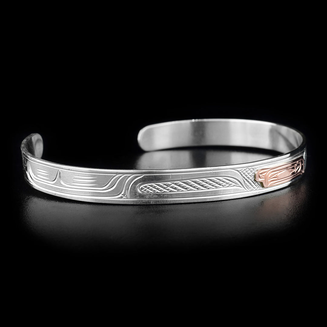 Left angle photo of the bracelet shows the other wing of the bird.