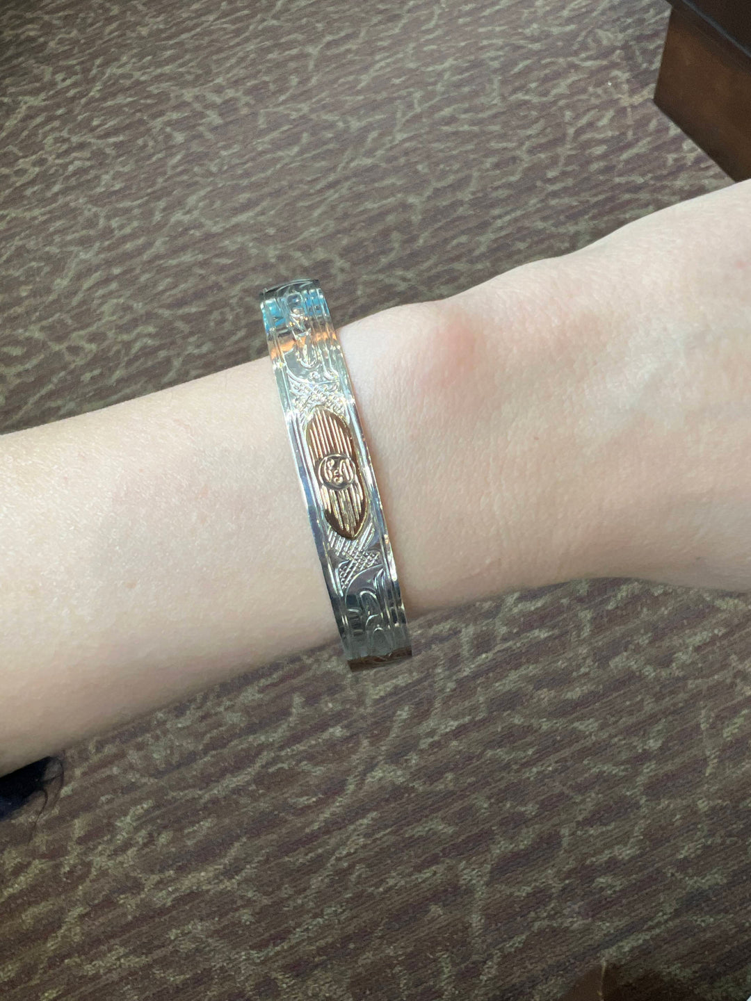 Silver and Gold 3/8" Ravens and Sun Cuff - Artina's Jewellery