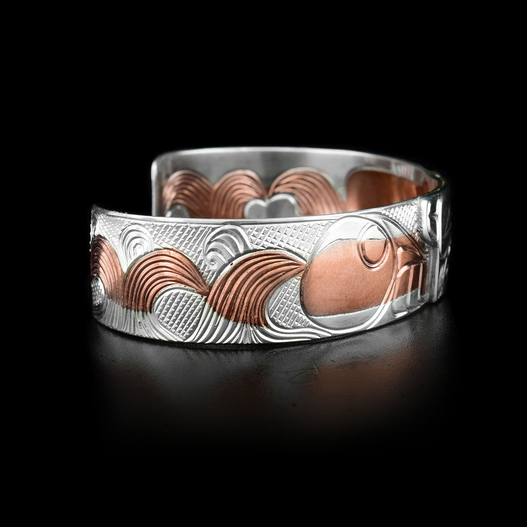 Silver and Copper Bear Fusion Cuff Bracelet - Artina's Jewellery