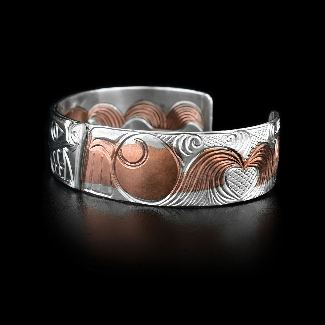 Silver and Copper Bear Fusion Cuff Bracelet - Artina's Jewellery