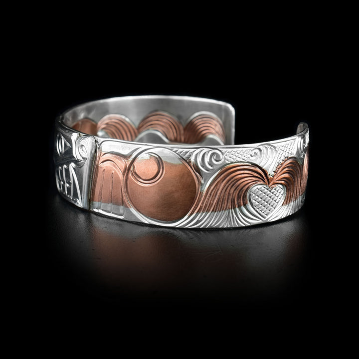 Silver and Copper Bear Fusion Cuff Bracelet - Artina's Jewellery