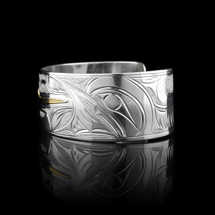 Gold and Silver Cuff 1" Hummingbird Bracelet - Artina's Jewellery