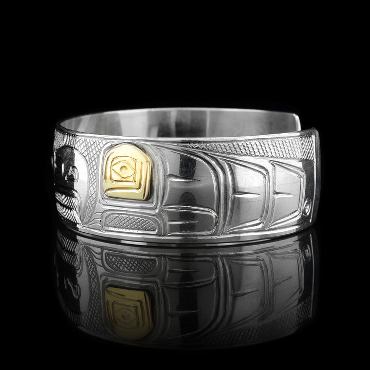 Silver Gold 3/4" Thunderbird Bracelet Cuff - Artina's Jewellery