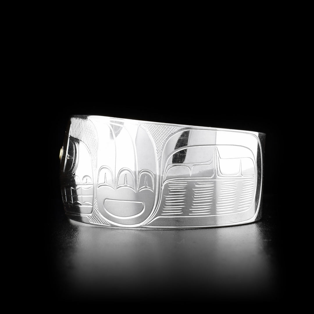 Wide 1" Bear Silver and Gold Bracelet - Artina's Jewellery