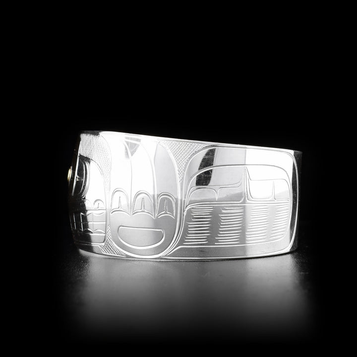 Wide 1" Bear Silver and Gold Bracelet - Artina's Jewellery