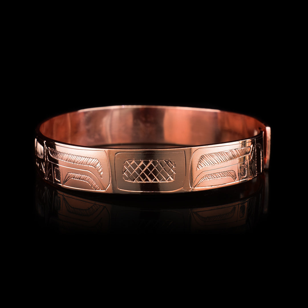 Thin 3/8" Copper Wolf Bracelet Bangle - Artina's Jewellery