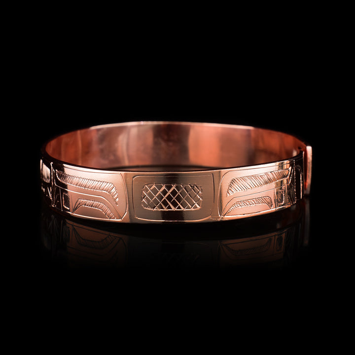 Thin 3/8" Copper Wolf Bracelet Bangle - Artina's Jewellery