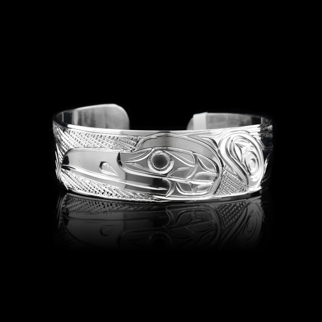 3/4" Sterling Silver Raven Cuff Bracelet