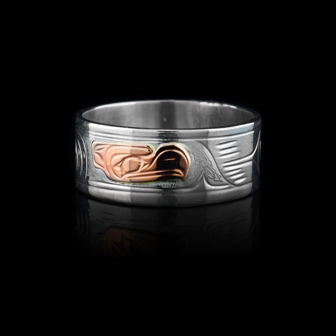 3/8" Serling Silver band and Rose Gold Eagle legend. 
