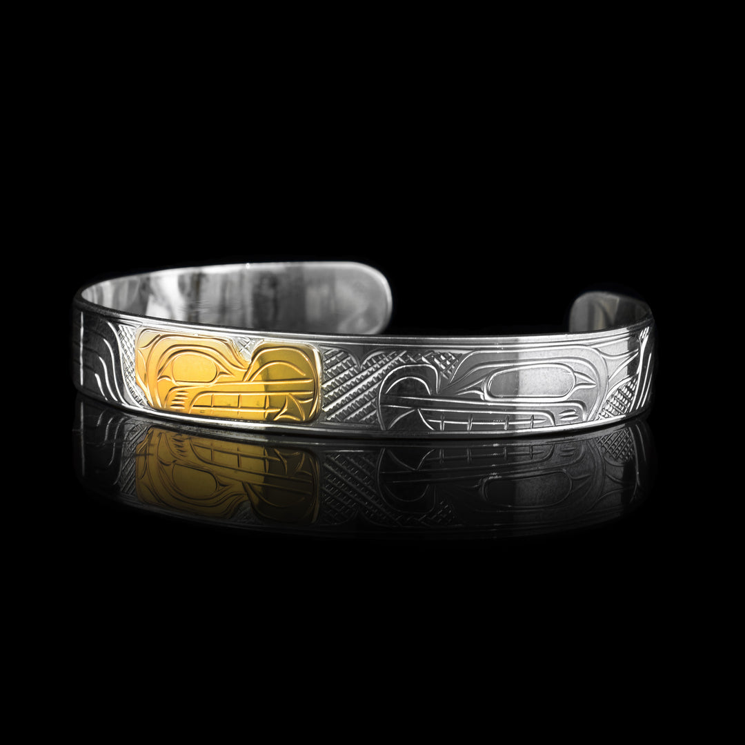 3/8" Silver and Gold Wolf Cuff