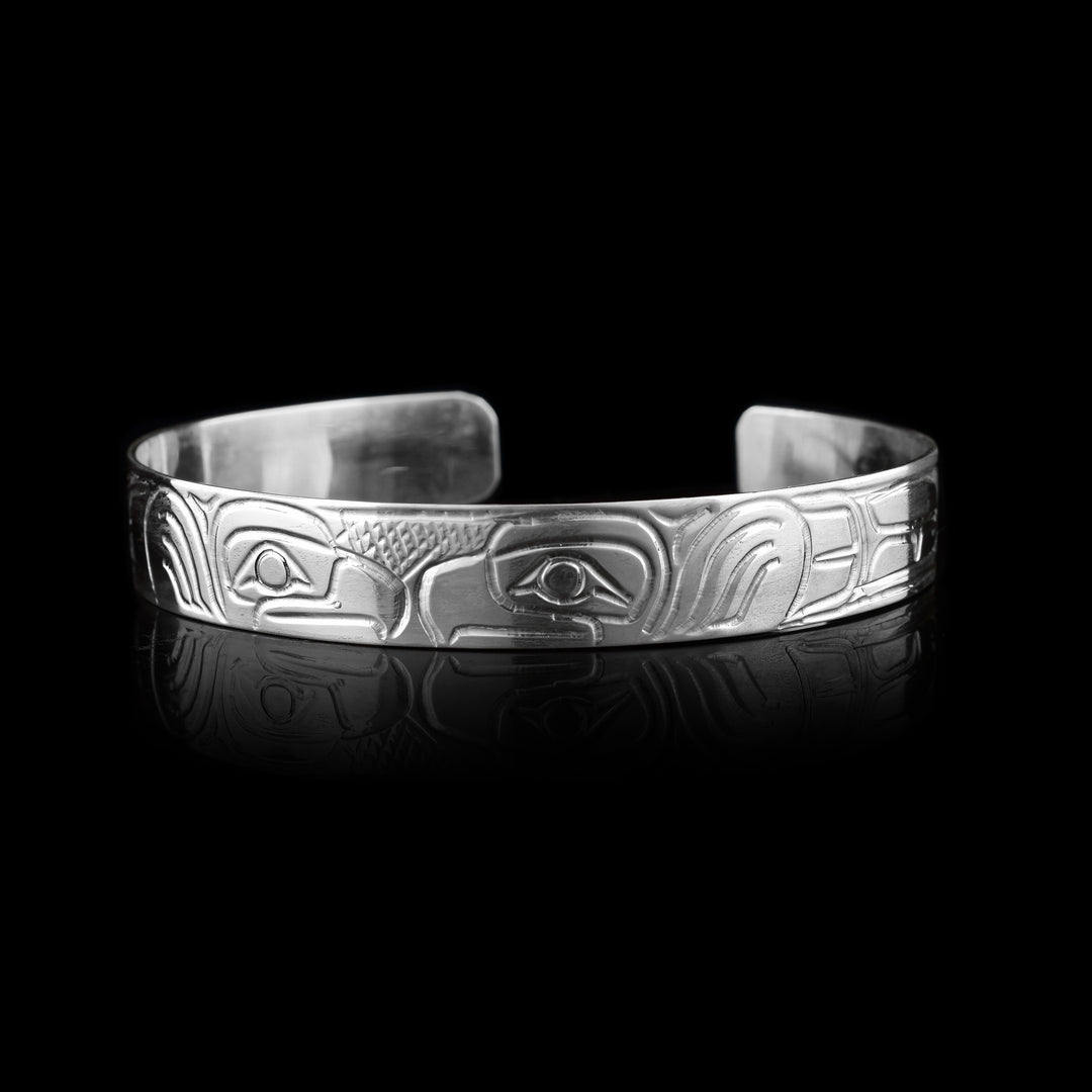 3/8" wide sterling silver Double Eagle Bracelet cuff.