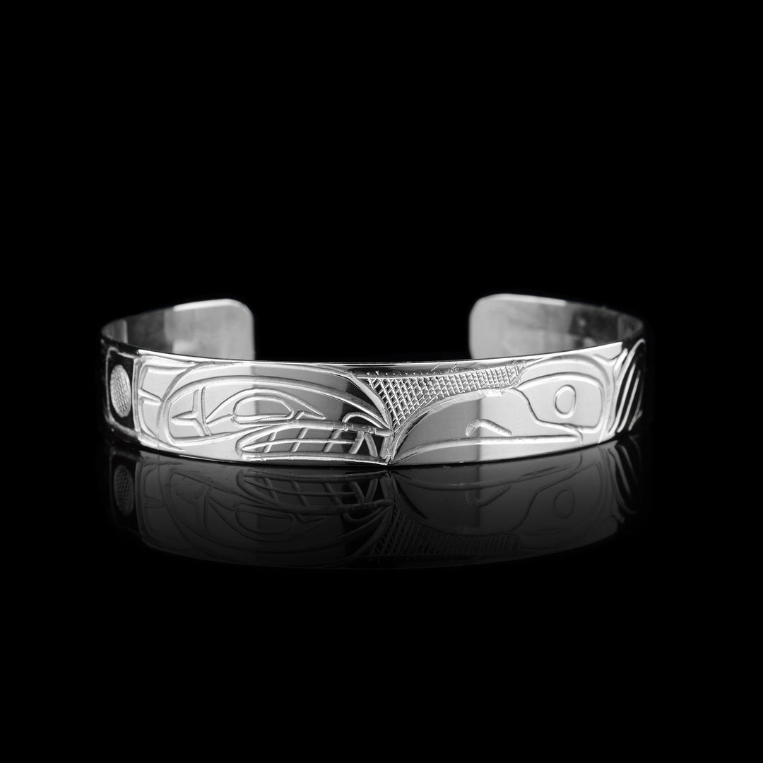 3/8" Sterling Silver Raven and Orca Bracelet