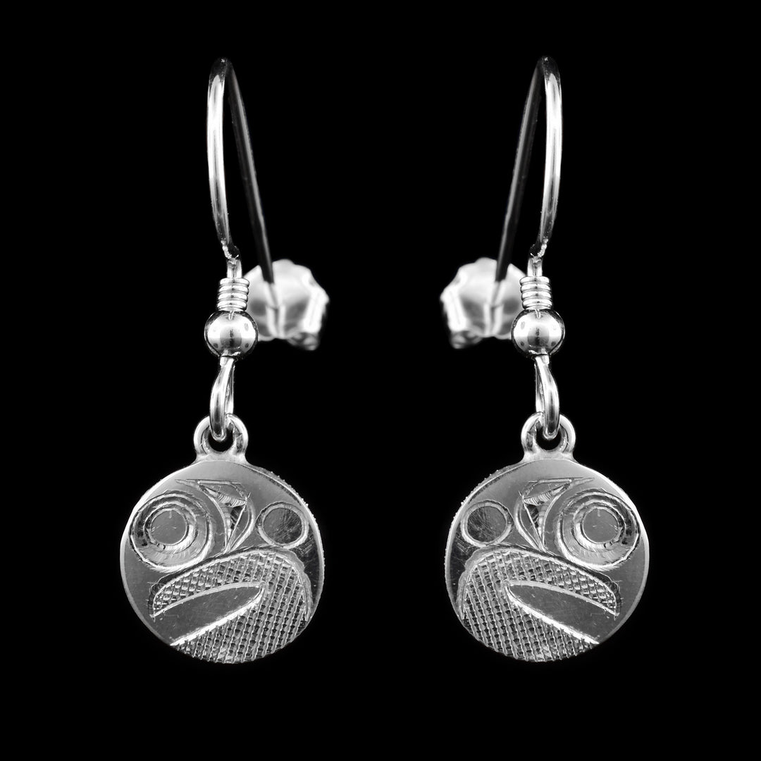 3/8" Sterling Silver Round Eagle Earrings