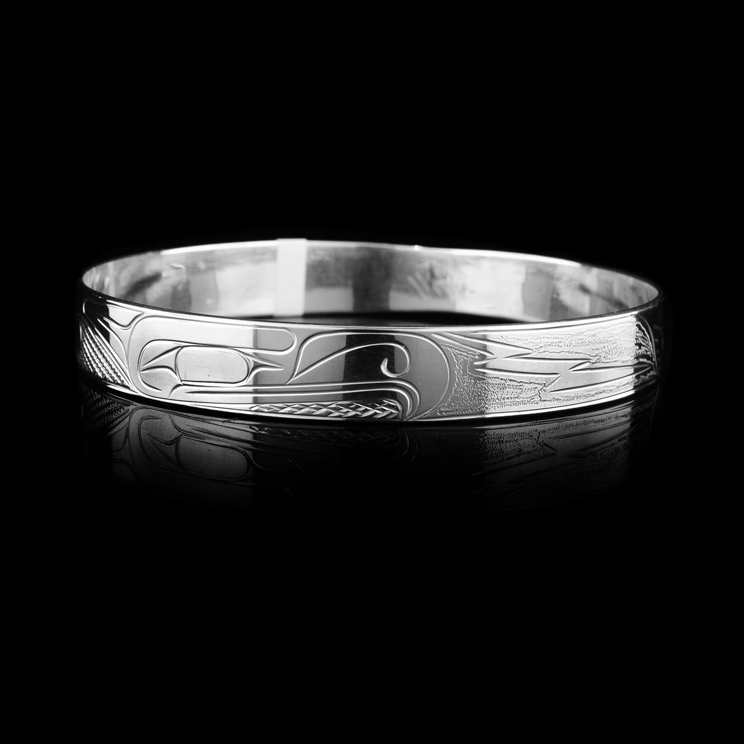 3/8" Sterling Silver Thunderbird Bangle