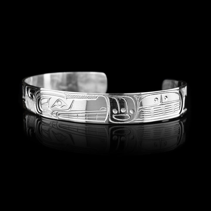 3/8 Sterling Silver Wolf Cuff Bracelet