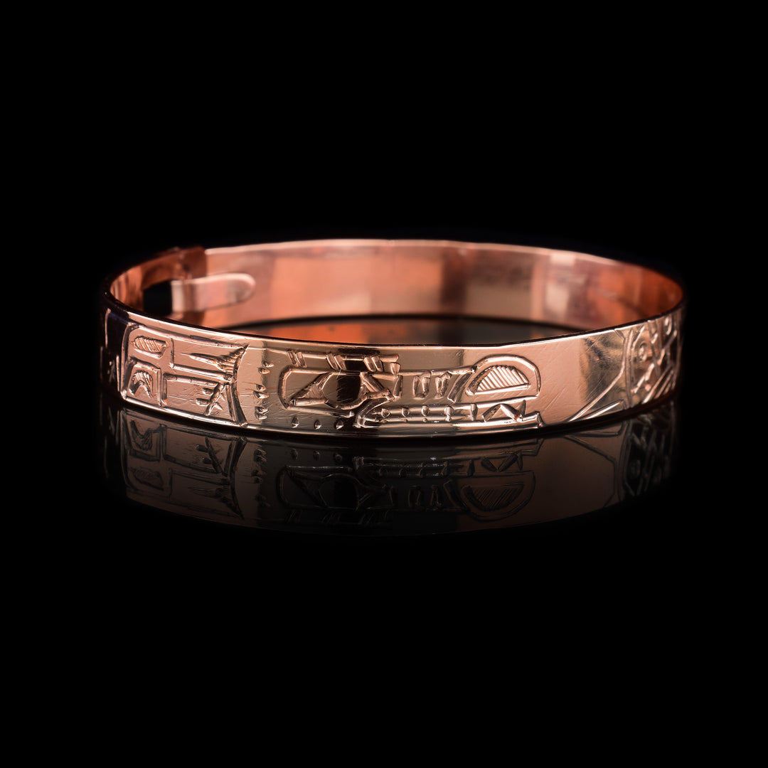 3/8" Wolf and Sun Copper Clasp Bracelet