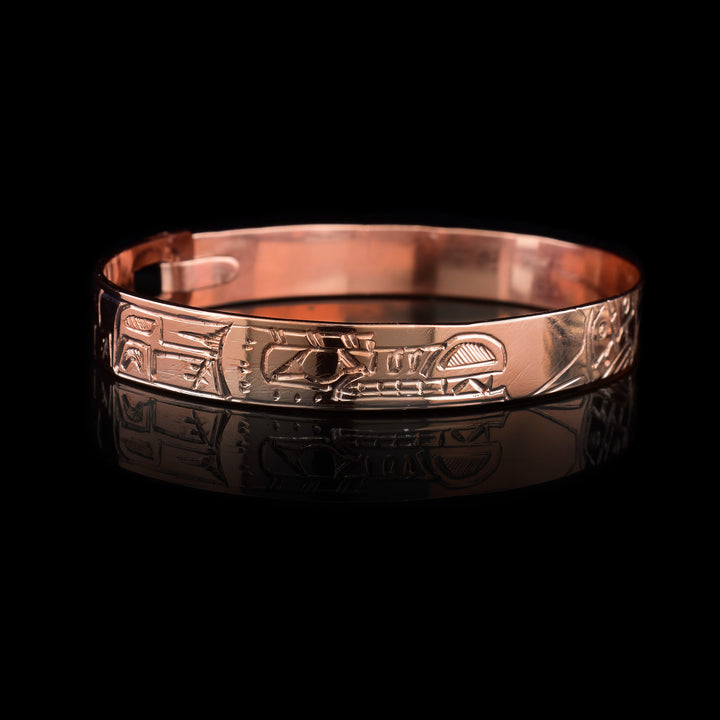 3/8" Wolf and Sun Copper Clasp Bracelet