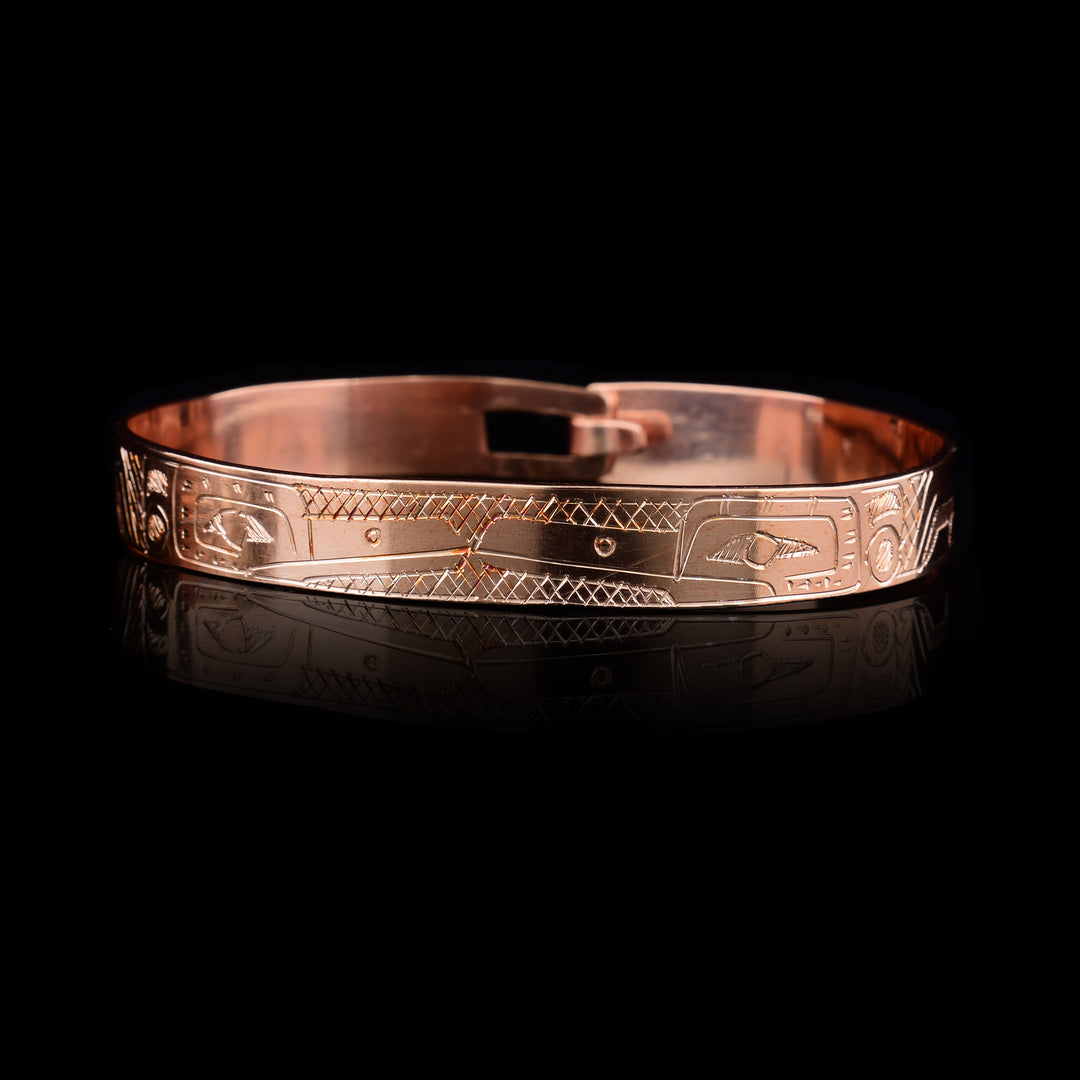 5/16" Double Hummingbird Bracelet carved by Gilbert Pat Canadian Jewellery made for everyone.