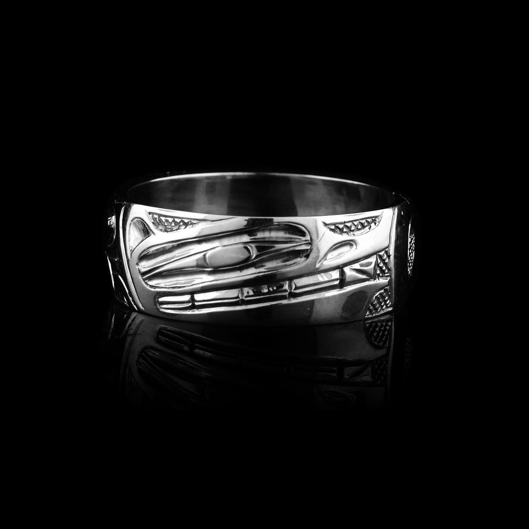 5/16" White Gold Wolf Band Ring