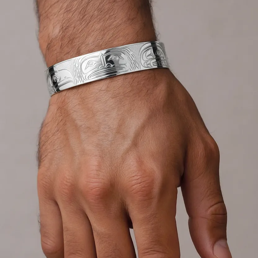 1/2" Sterling Silver Land & Sea Cuff - Artina's Jewellery
