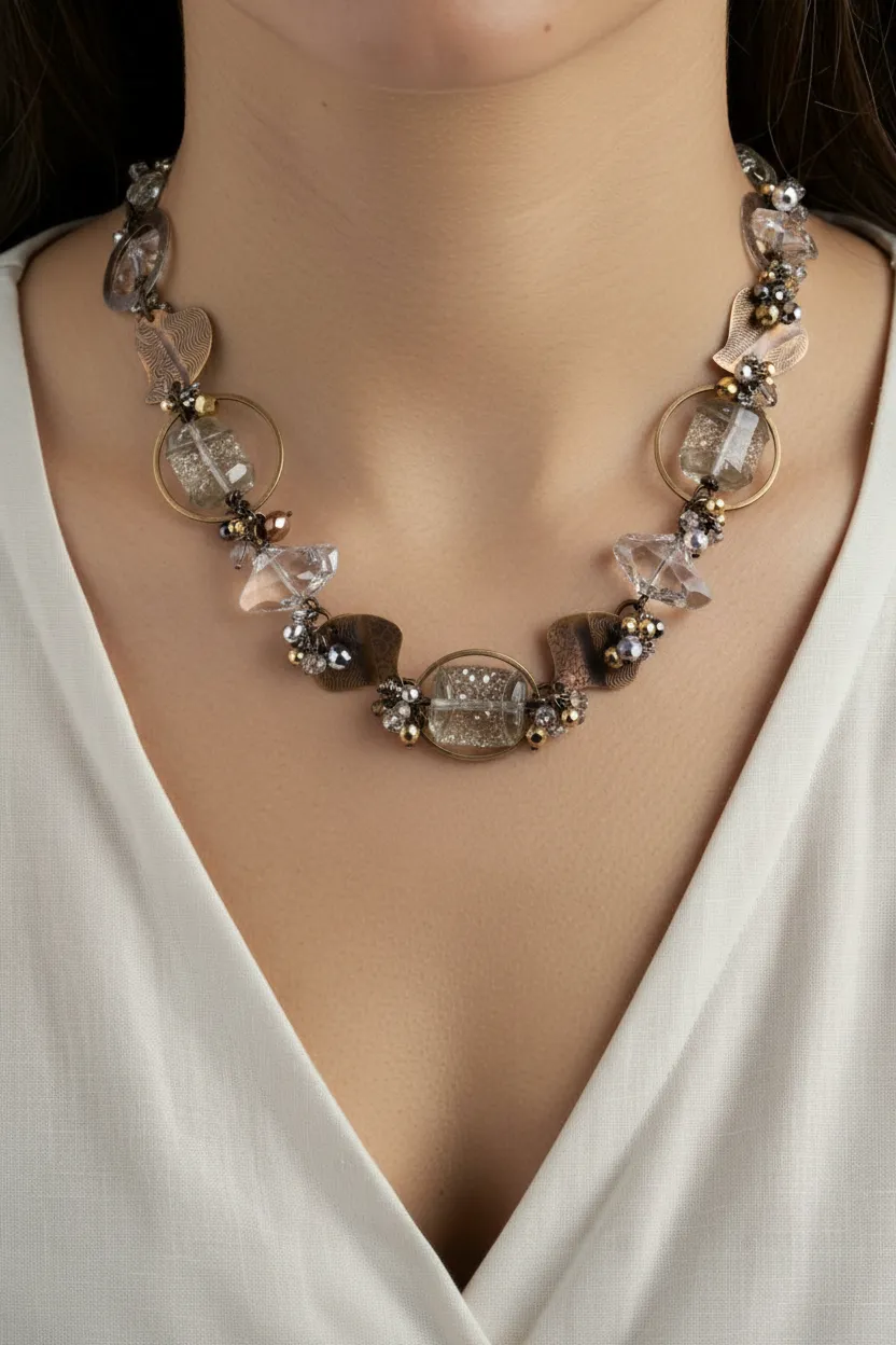 Brass Misty Beaded Necklace