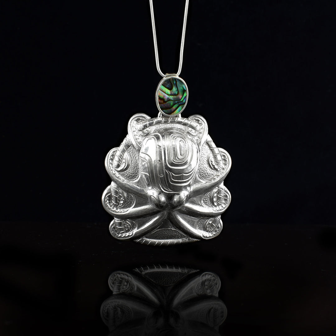 Abalone and Sterling Silver Octopus Pendant
