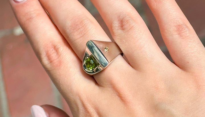 Ring on model's hand.