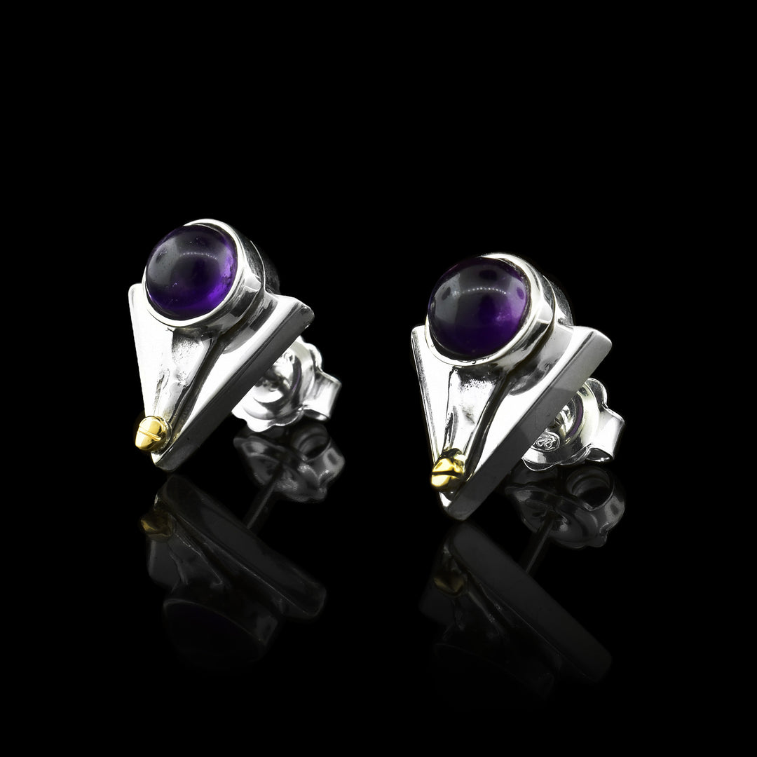 Amethyst Triangle Studs, the amethyst studs are simple and beautiful.
