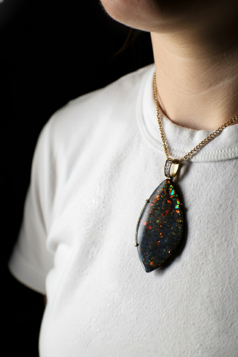 Gold Ammolite Pendant