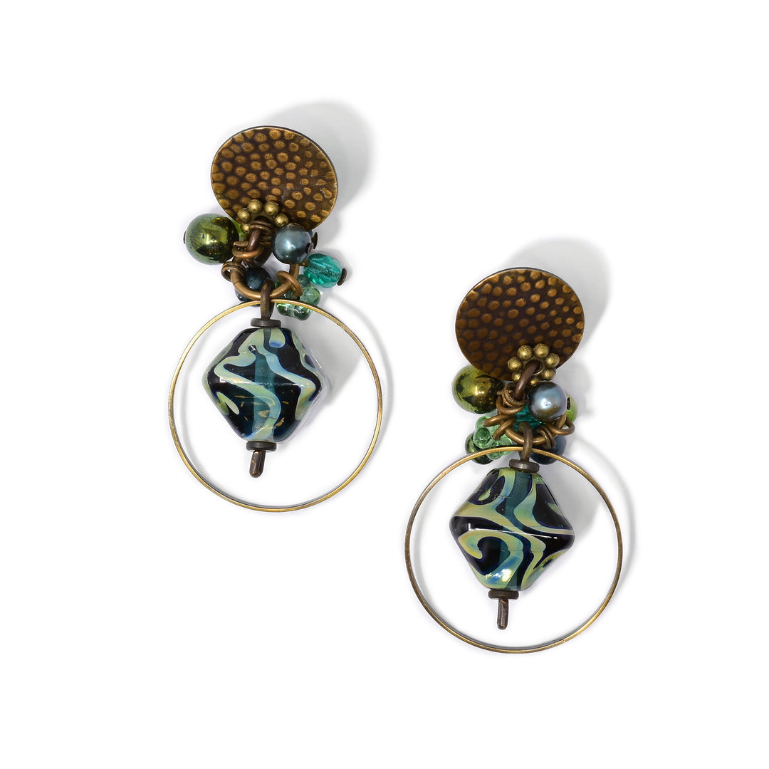 Atlantis Art Glass Dangle Stud Earrings