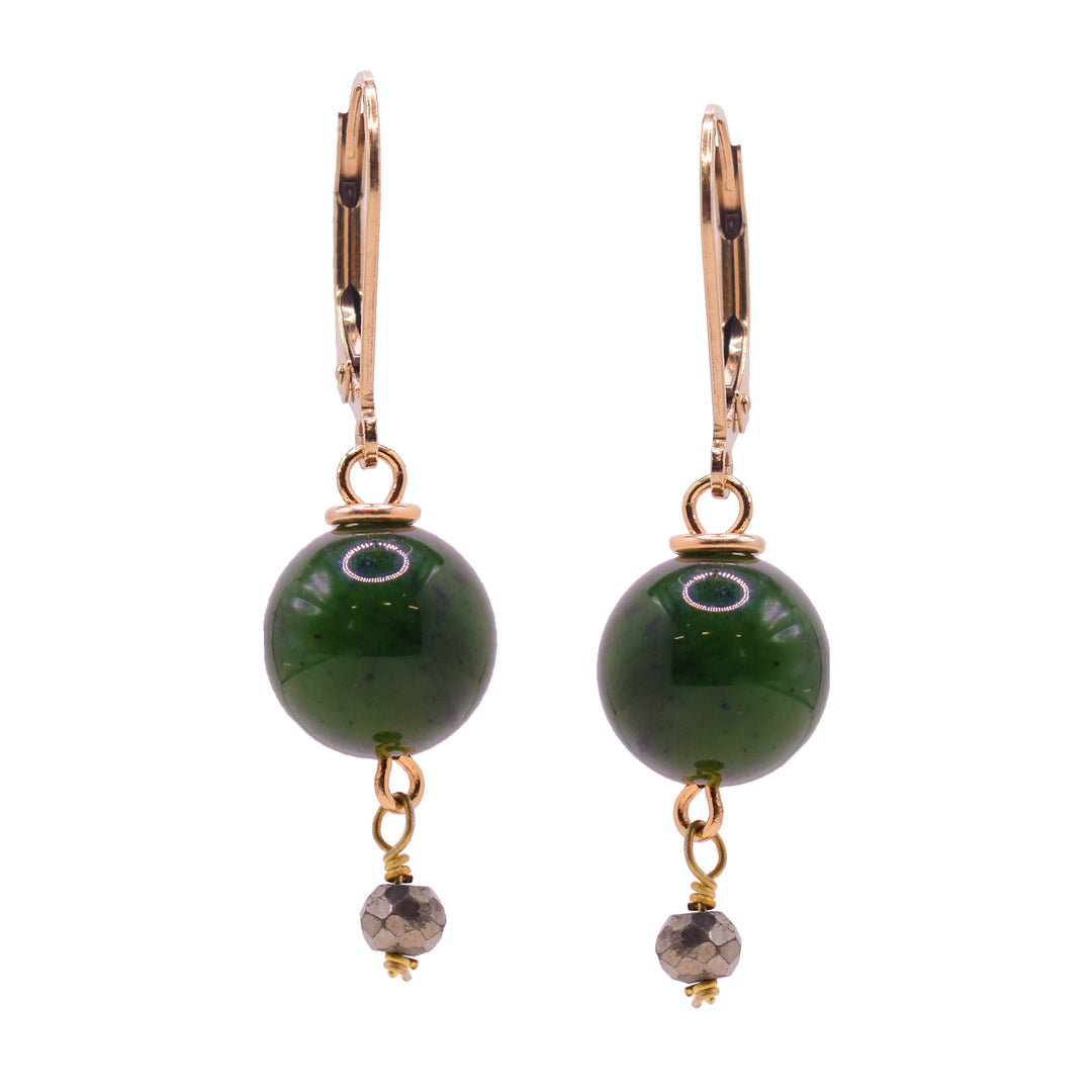 BC Jade Gold Fill Dangle Earrings