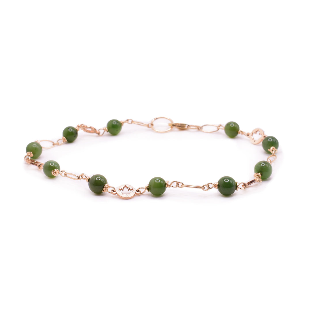 BC Jade Gold Fill Maple Signet Bracelet