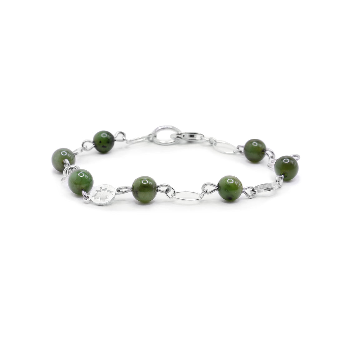 BC Jade Sterling Silver Chain Maple Signet Bracelet