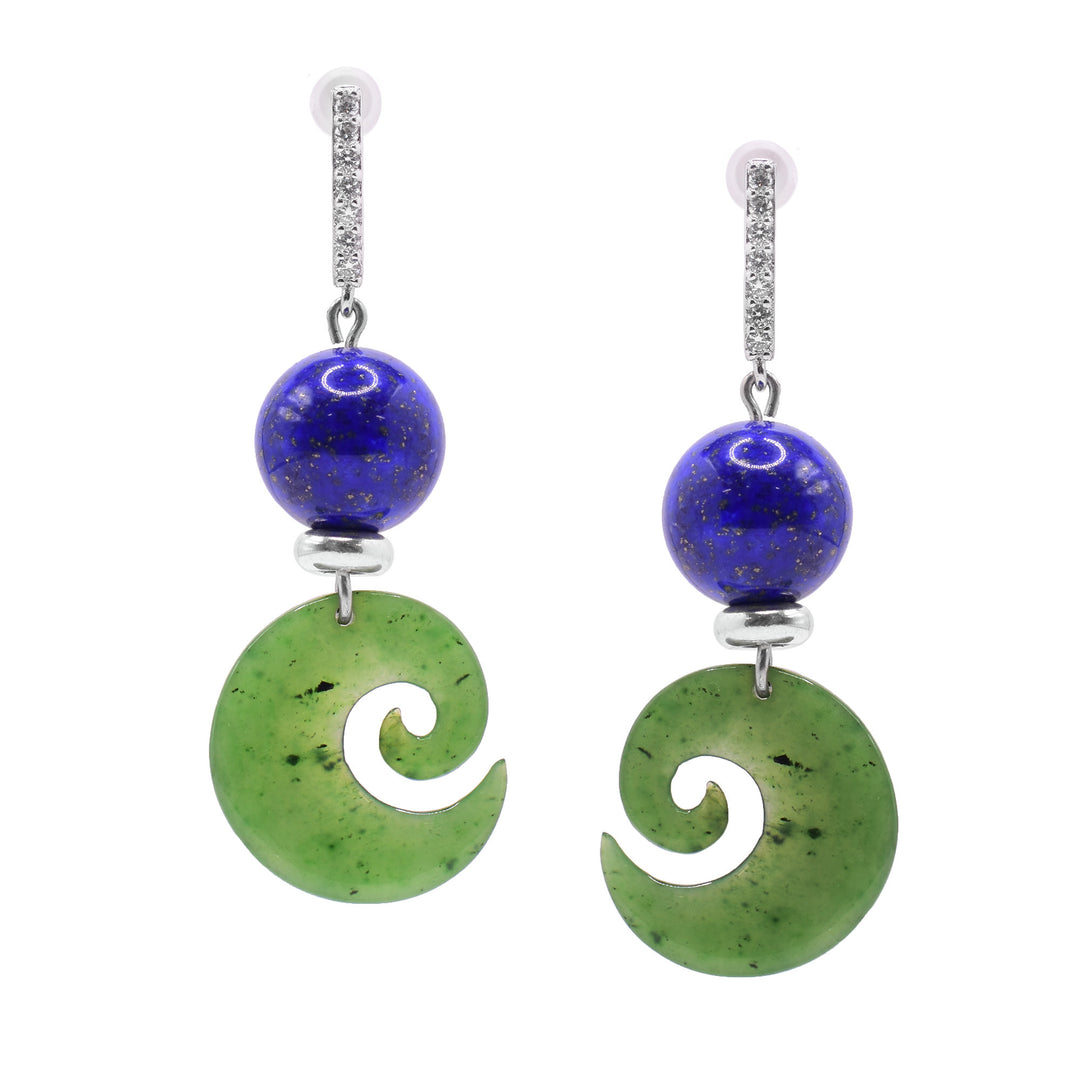 BC Jade Wave with Lapis Earrings