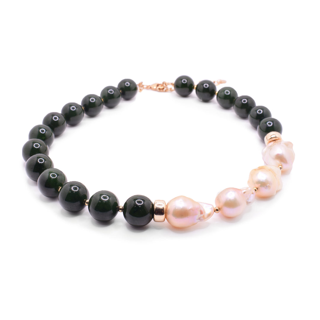 BC Jade and Baroque Pearl Necklace