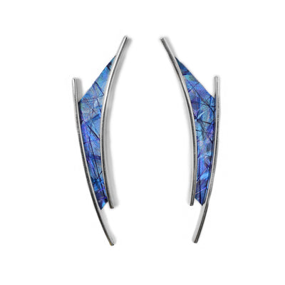 Blue Titanium Web Earrings