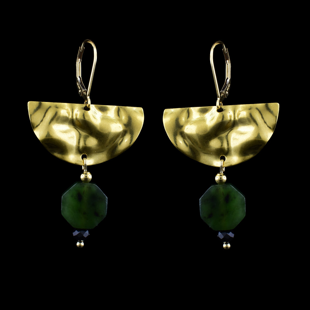 Brass, Gold-Fill and BC Jade Earrings