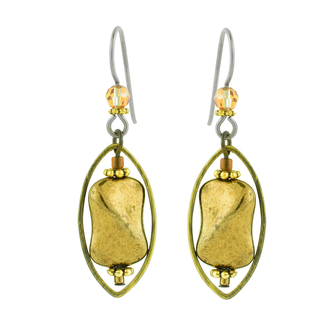 Brass Marquise Drop Earrings
