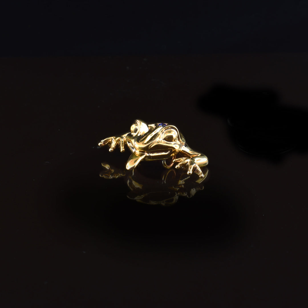 Bronze Frog Pendant With Sapphire