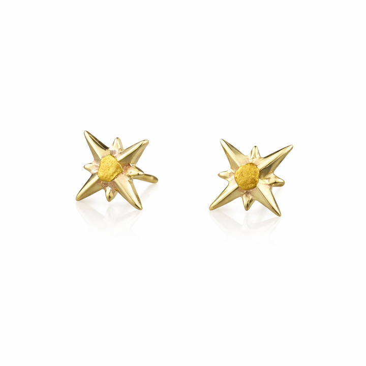 Gold Nugget Star Studs