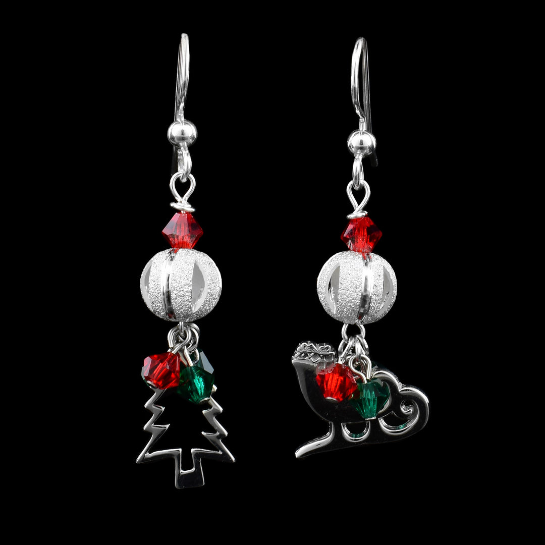Christmas Tree & Sleigh Festive Earrings