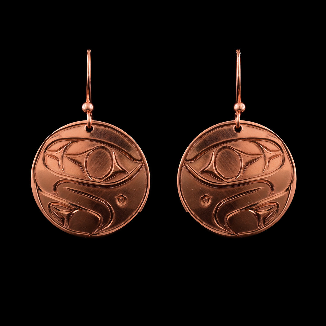 Circular Eagle Copper Dangle Earrings