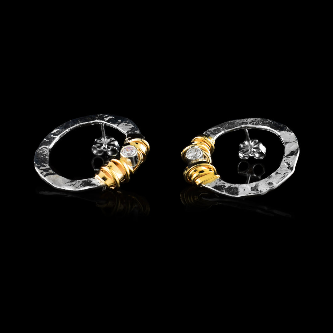 Circular Gold-Fill and Sterling Silver Earrings with cubic zirconia's in the middle