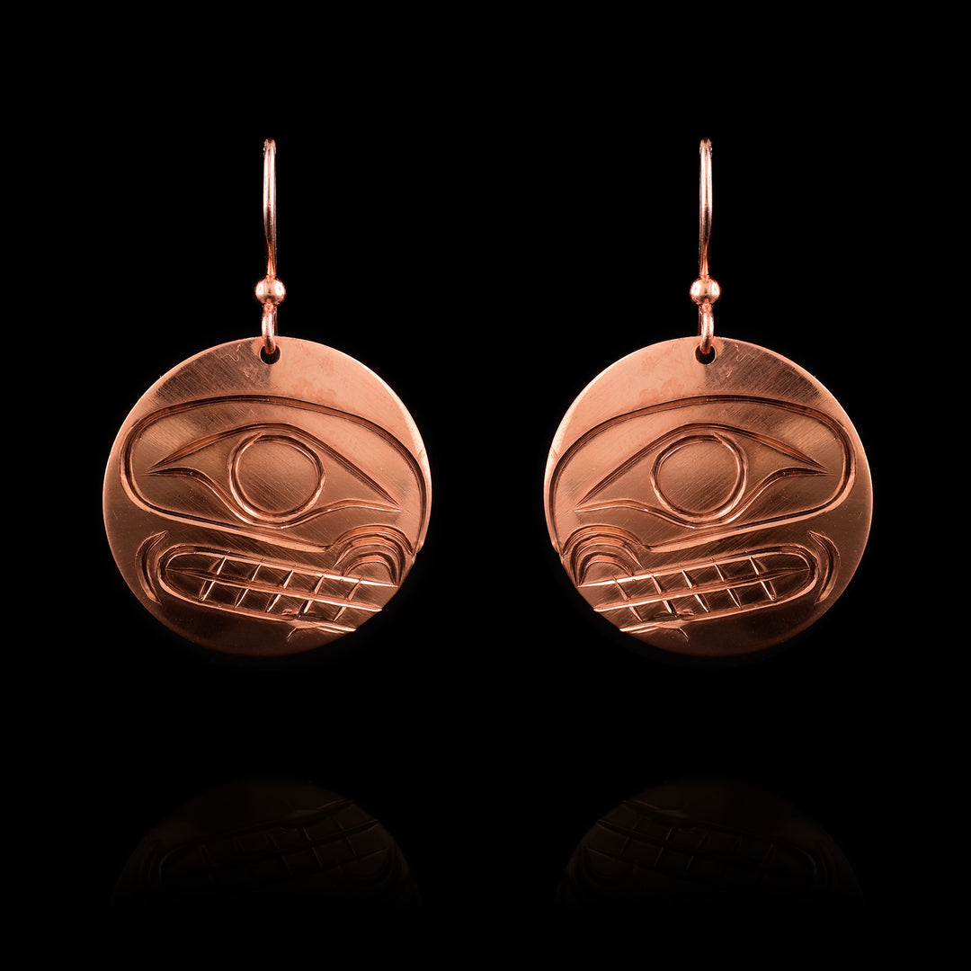 Circular Orca Copper Dangle Earrings