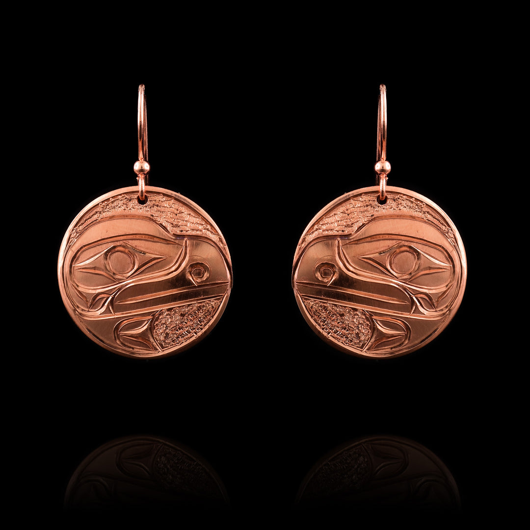 Circular Raven Copper Dangle Earrings