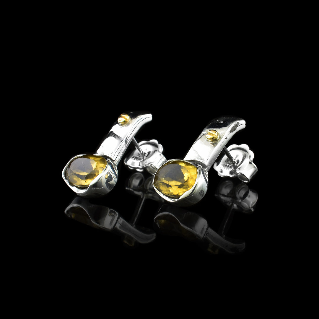 Citrine Drop Earrings, oval citrine stones set into sterling silver posts to make a delicate drop earrings.