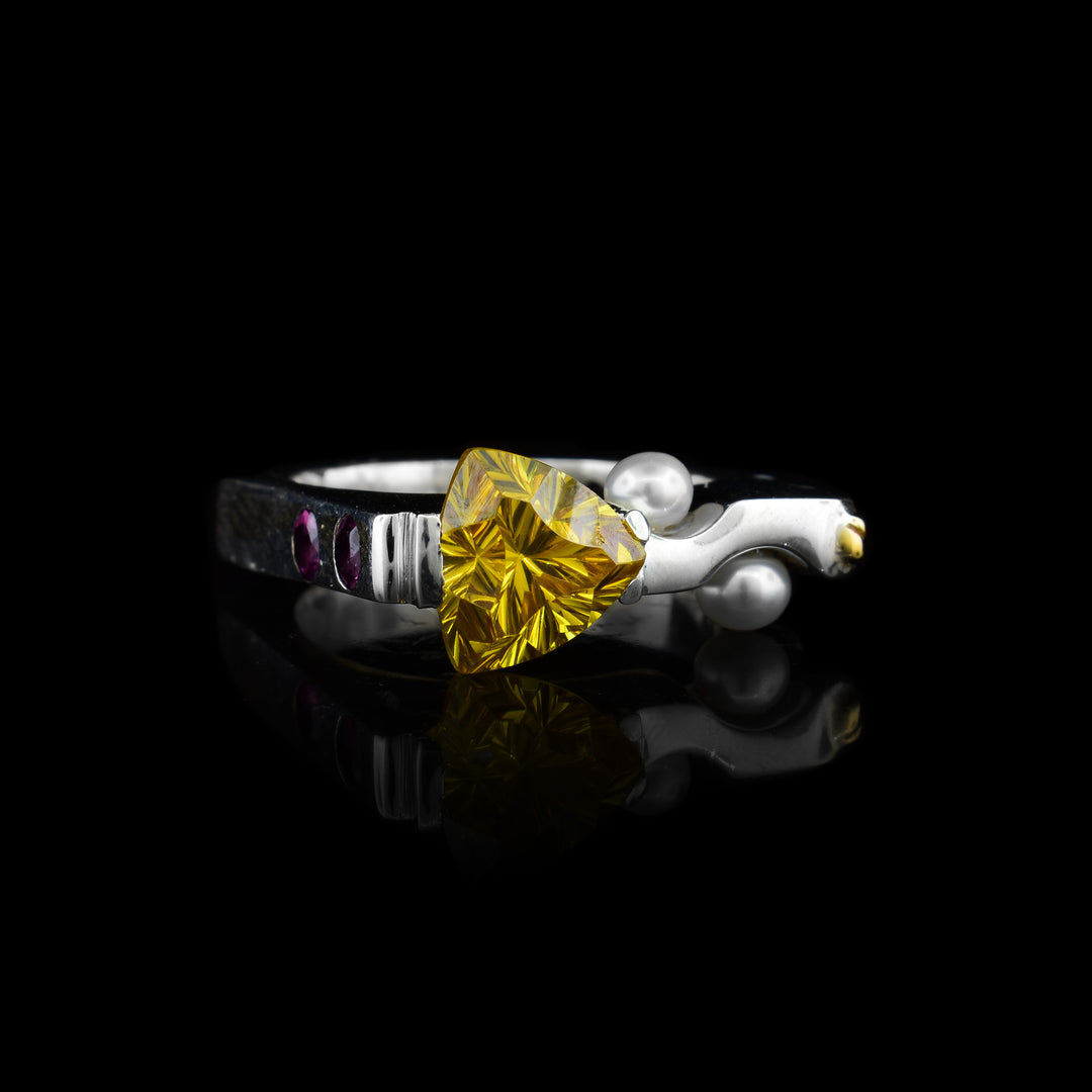 Citrine and Pearl on Sterling Silver Band