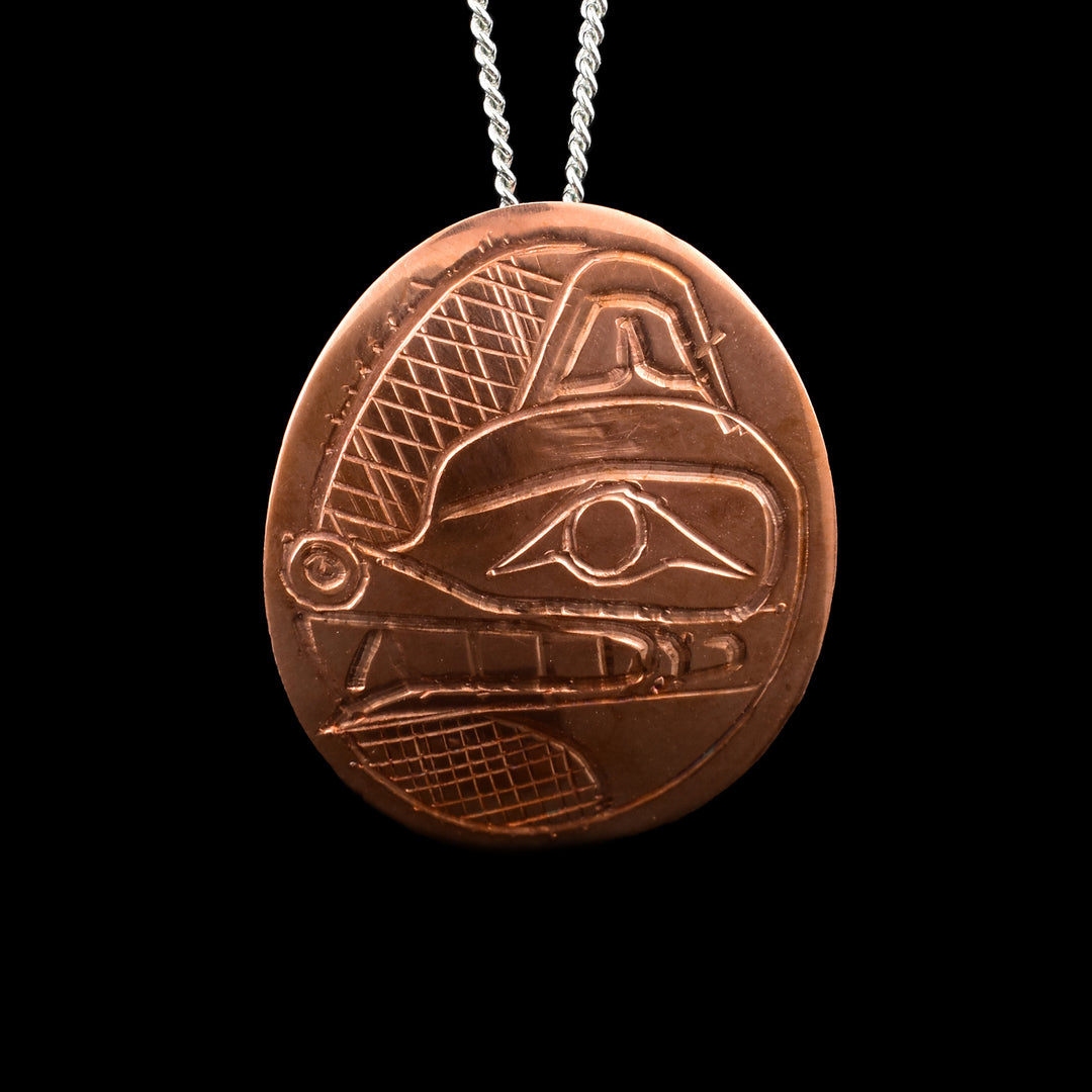 Copper Bear Oval Pendant - The Bear of the legend has been carved into the surface of the pendant.