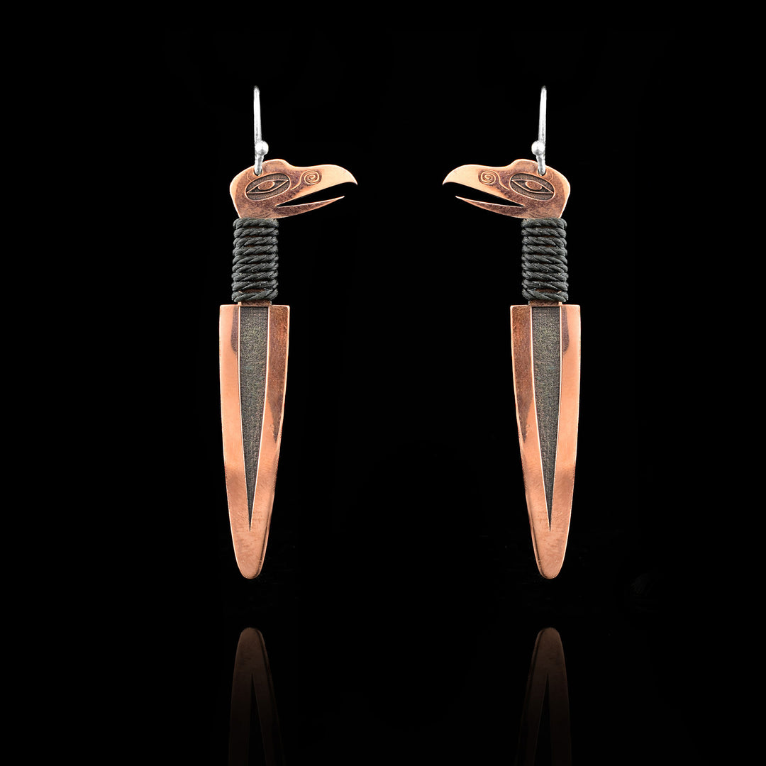 Copper Crow Dagger Dangle Earrings