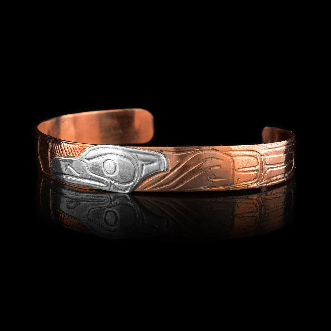 Copper Cuff With Sterling Silver Raven